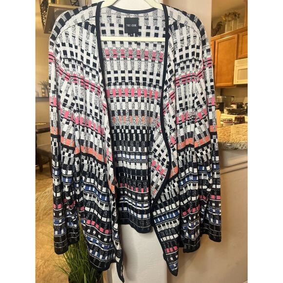 ⭐Nic + Zoe Multi Color Striped Long Sleeve Cardigan Waterfall Jacket Size 3XL - Picture 2 of 4